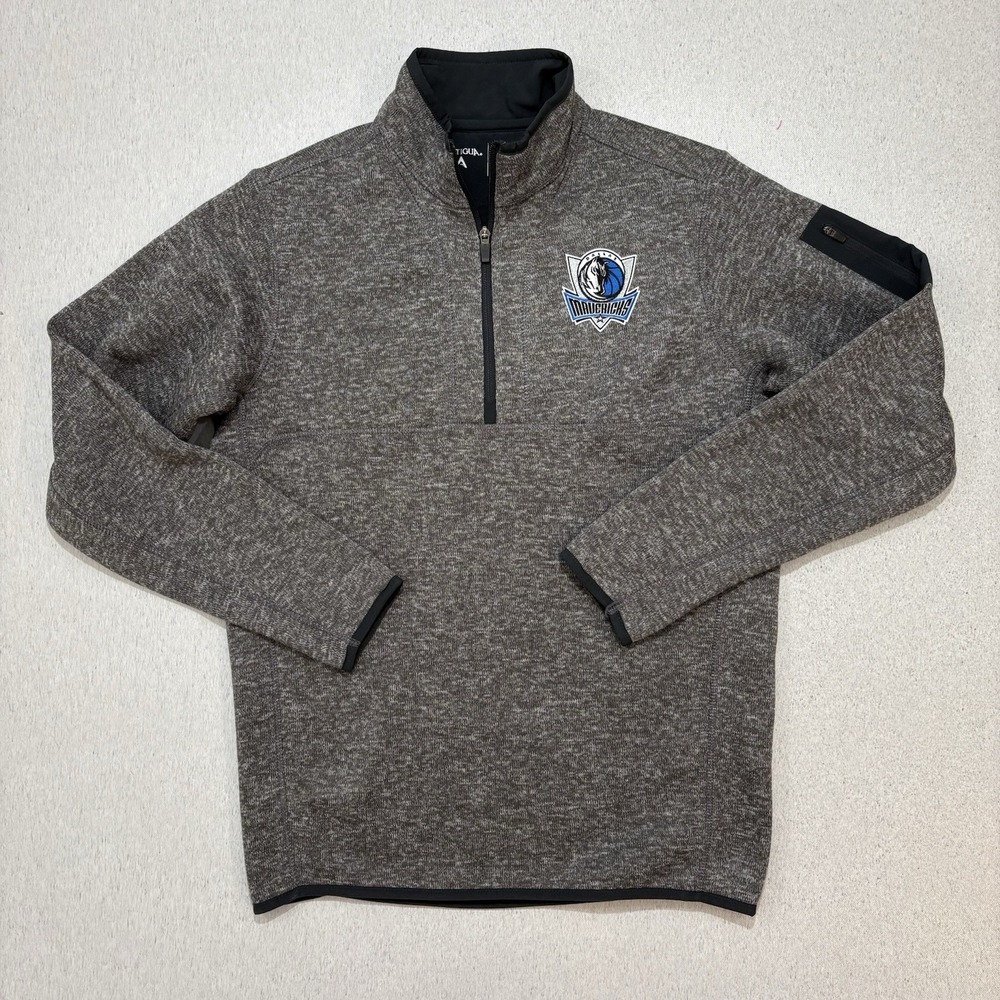 Dallas Mavericks Pullover Mens Medium Gray NBA Basketball Quarter Zip Antigua